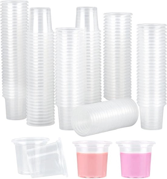 Set di bicchieri in plastica PP per cocktail, 300 pezzi, trasparenti, 2 cl/20 ml, resistenti allo shock e duraturi.