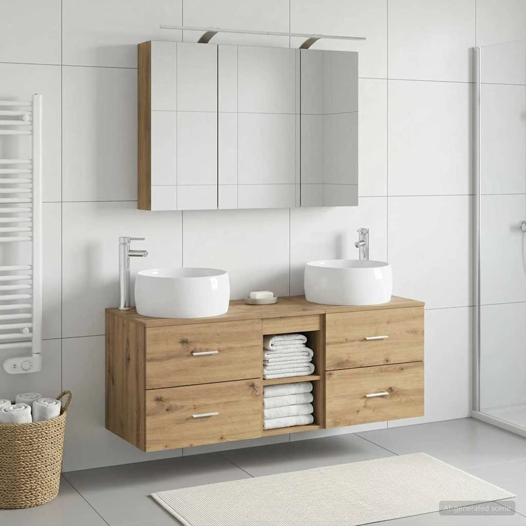 Set di mobili per il bagno 4 pz Rovere Artigianale 3407022