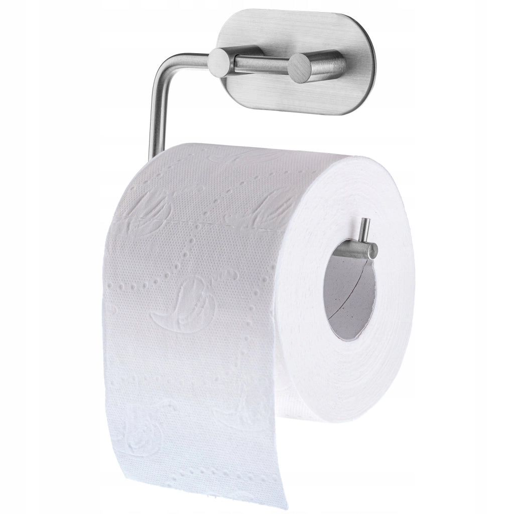 Porta carta igienica KADAX senza foratura, autoadesivo, argento, per WC