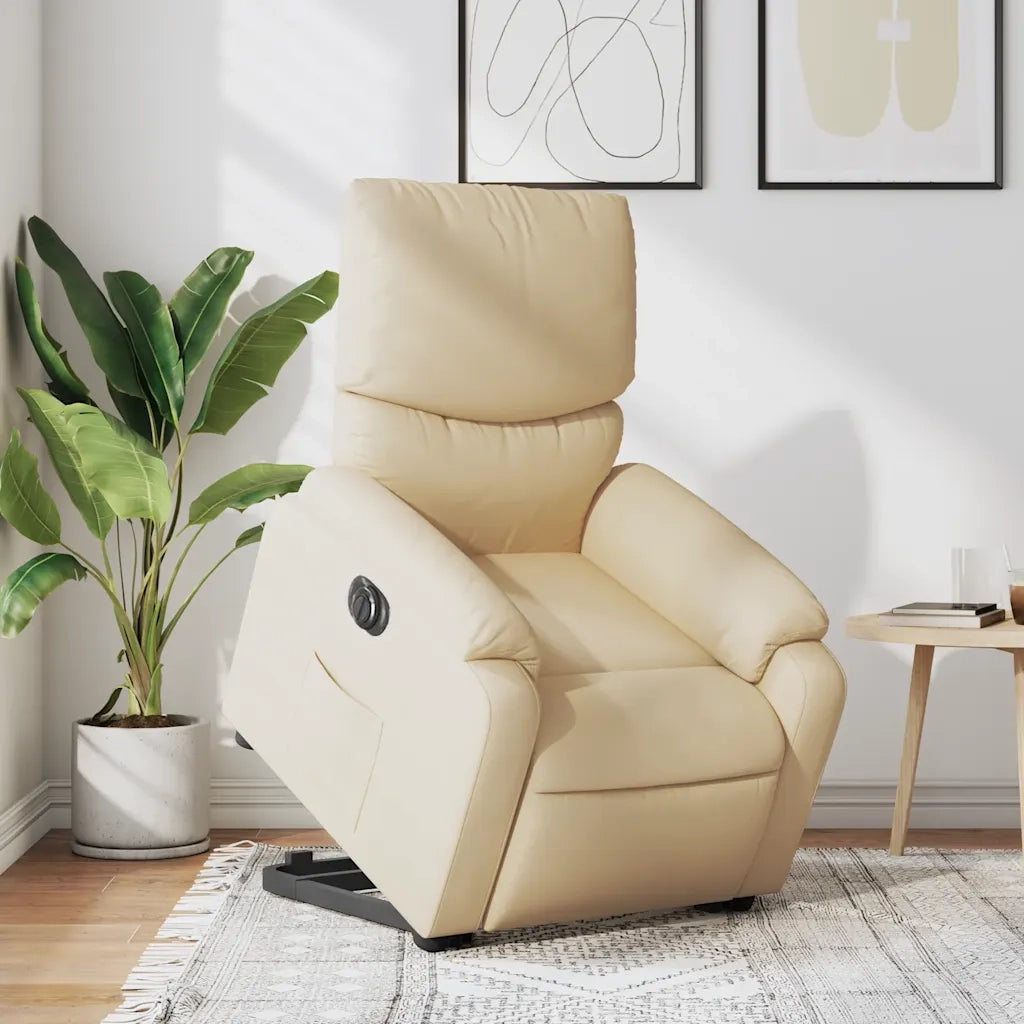 Poltrona | Sedia Relax Alzapersona Reclinabile Elettrica Crema in Tessuto