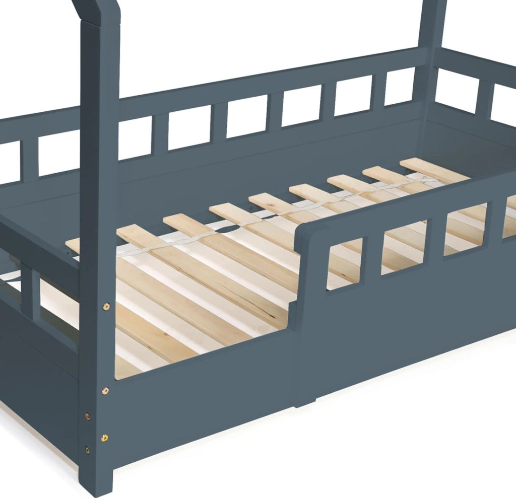 Letto a capanna per bambini 80 x 160 CM NEREE grigio con struttura letta e sponde