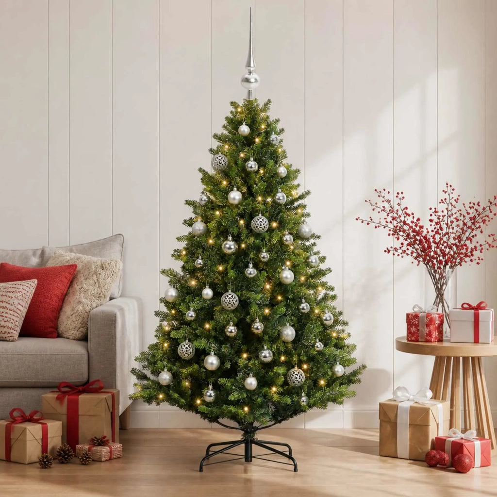 Albero di Natale Artificiale con Palline 150 cm 150 LED 3465970