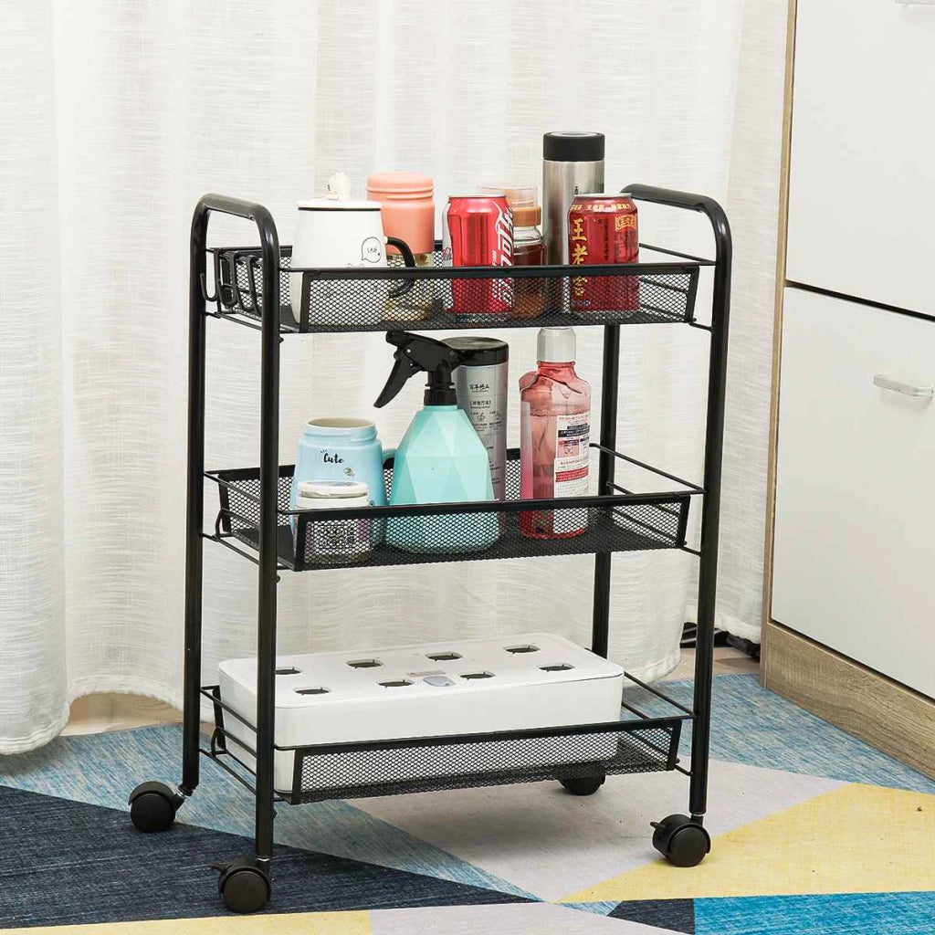Valora SCAFFALE DA CUCINA MOBILE SU RUOTE Contenitore compatto 3 ripiani