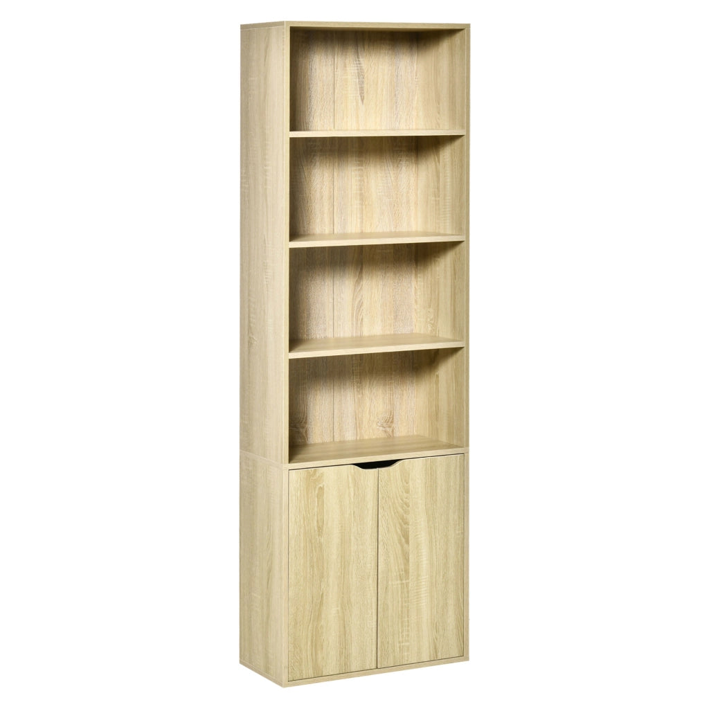 Libreria con ante e scaffali aperti ¨C Zephmum ¨C Legno naturale 59x29x180 cm