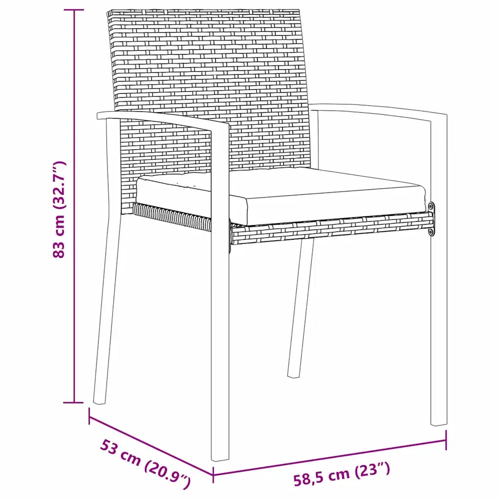 Set da Pranzo per Giardino 5 pcs Nero 3379236