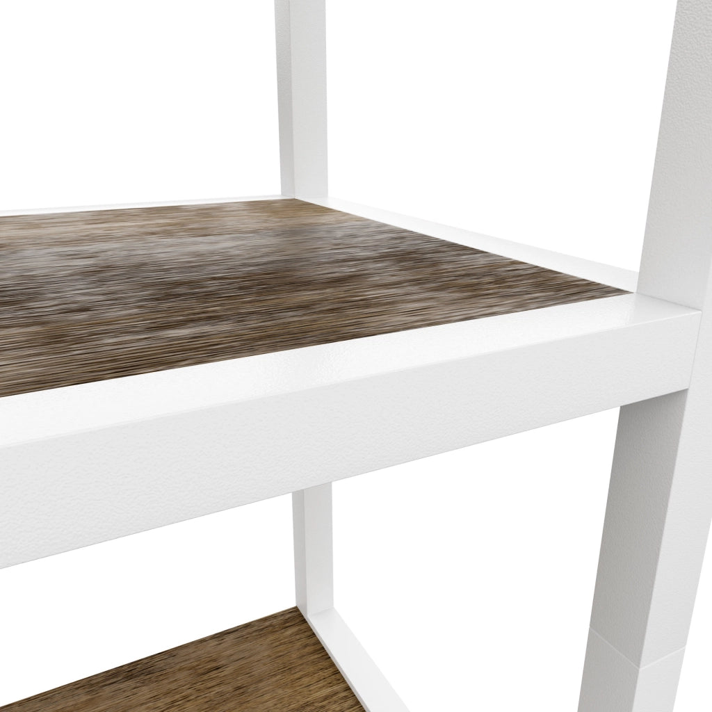 Edo - Scaffale Libreria a Muro 76x162,5x33,5 cm 3 Ripiani con Mobiletto 2 Ante in Legno Oak Struttura in Metallo Bianco