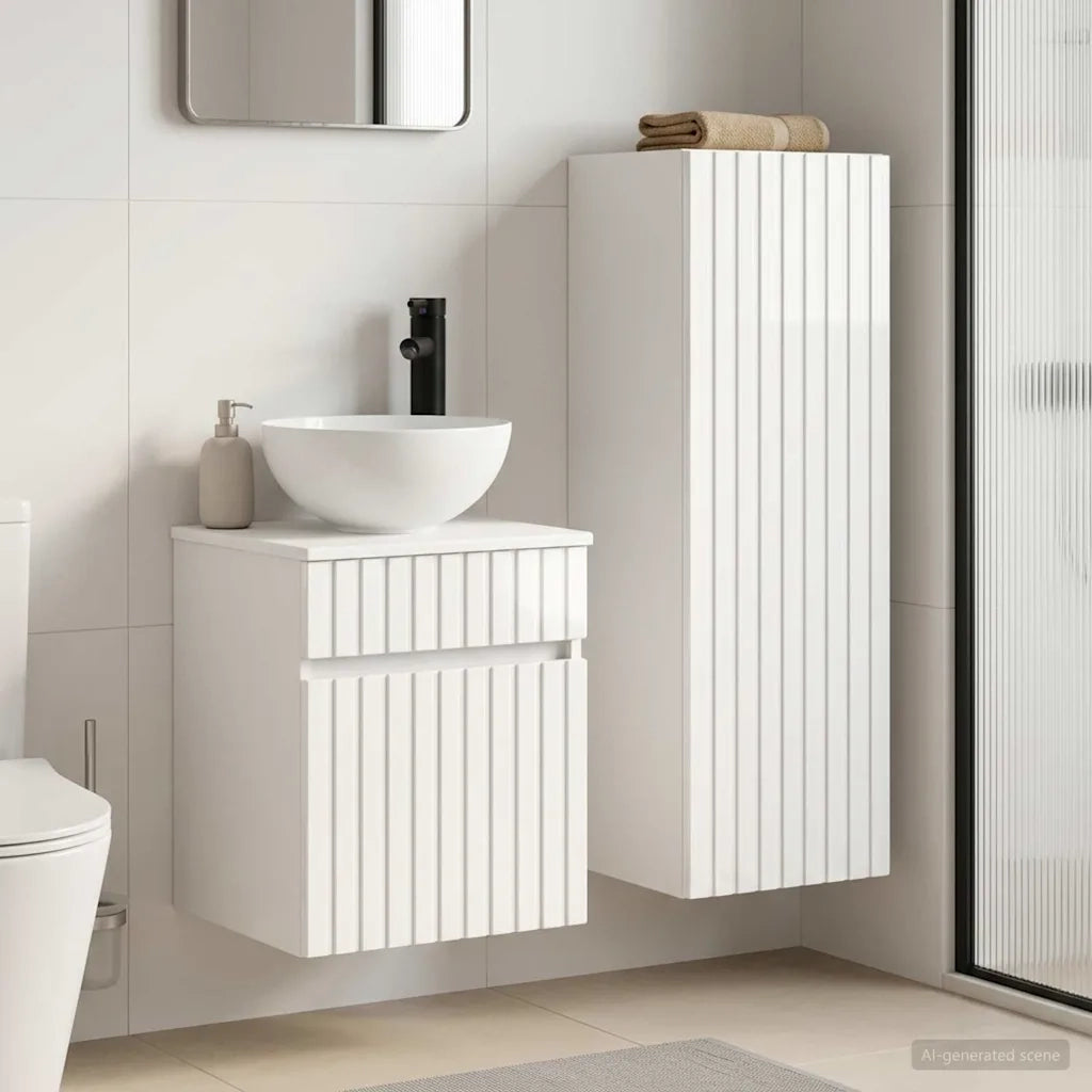 Set di mobili per il bagno 2 pz Bianco Lucido 3406137