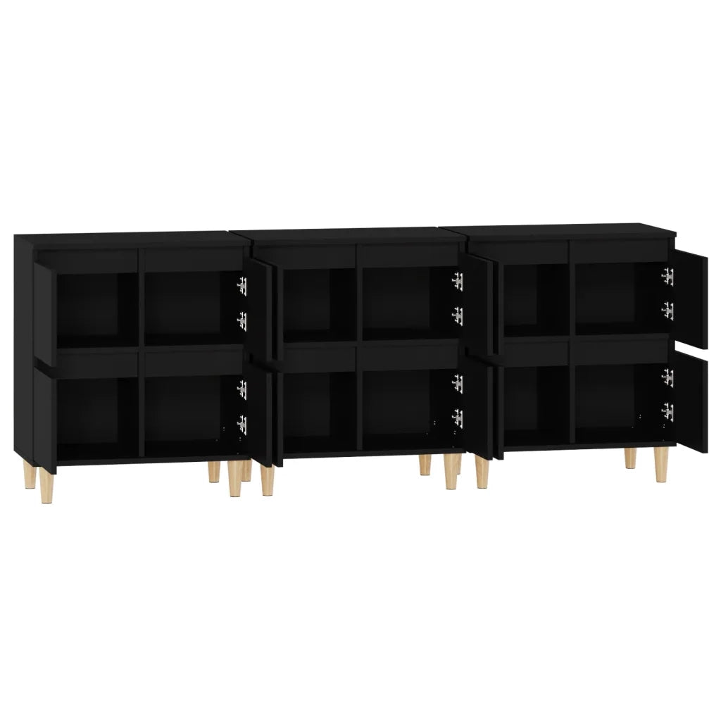 Credenze 3pz | Madia | Buffet da pranzo | Armadio da pranzo Nere 60x35x70 cm in Legno Multistrato