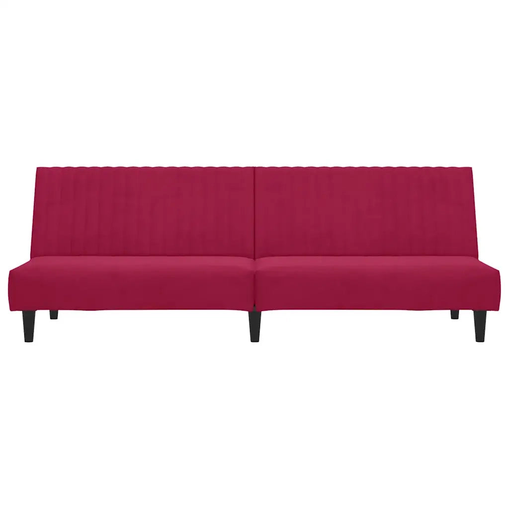 Divano Letto a 2 Posti Rosso Vino in Velluto 375931
