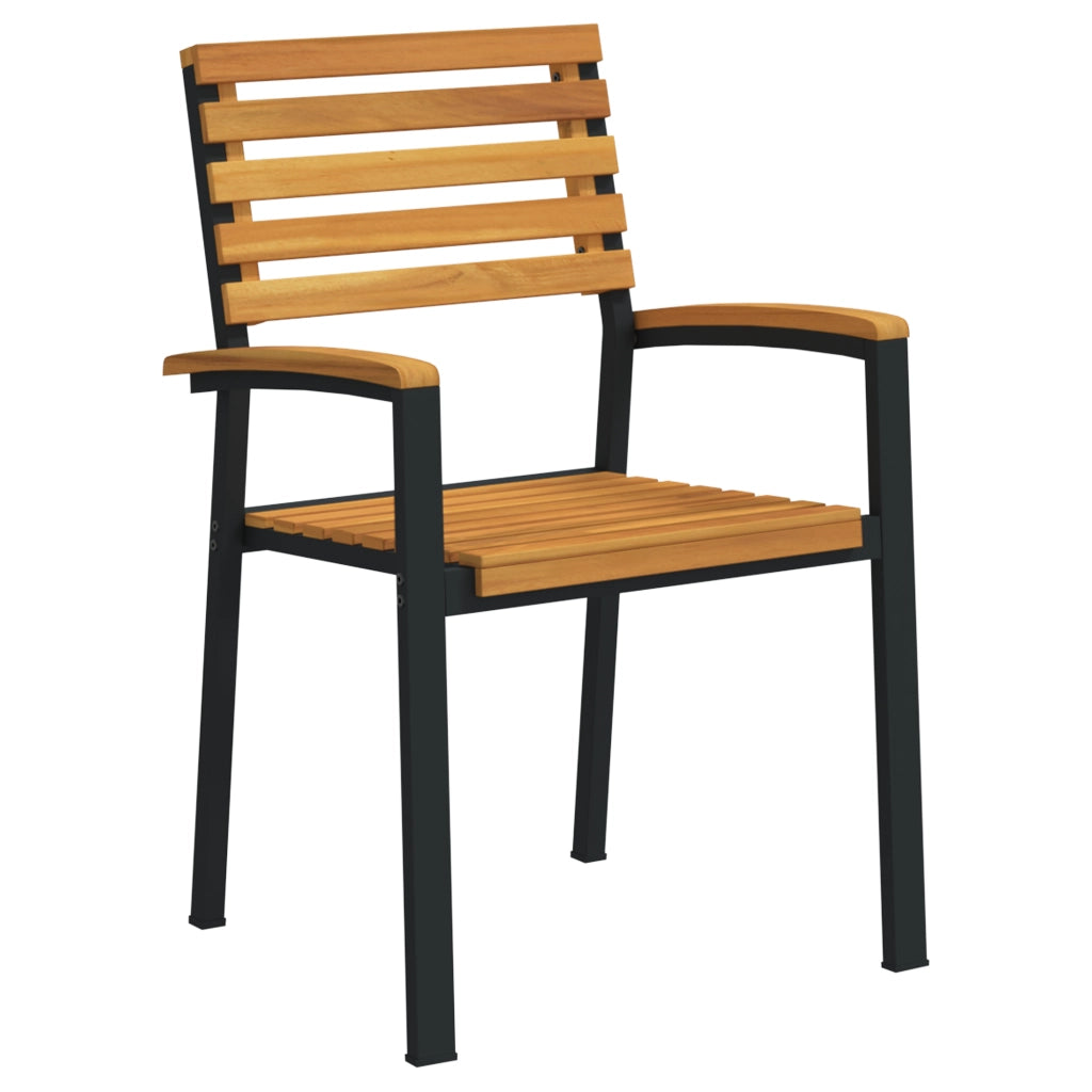 Set da Pranzo Giardino 7 Pezzi in Legno Massello Acacia e Metallo