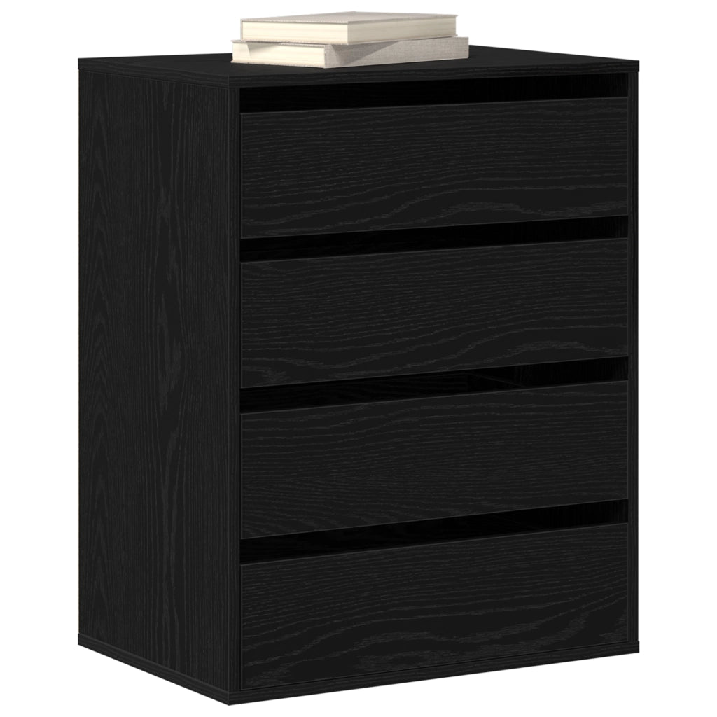 Cassettiera  Nero Rovere 60x41x76 cm Legno ingegnerizzato