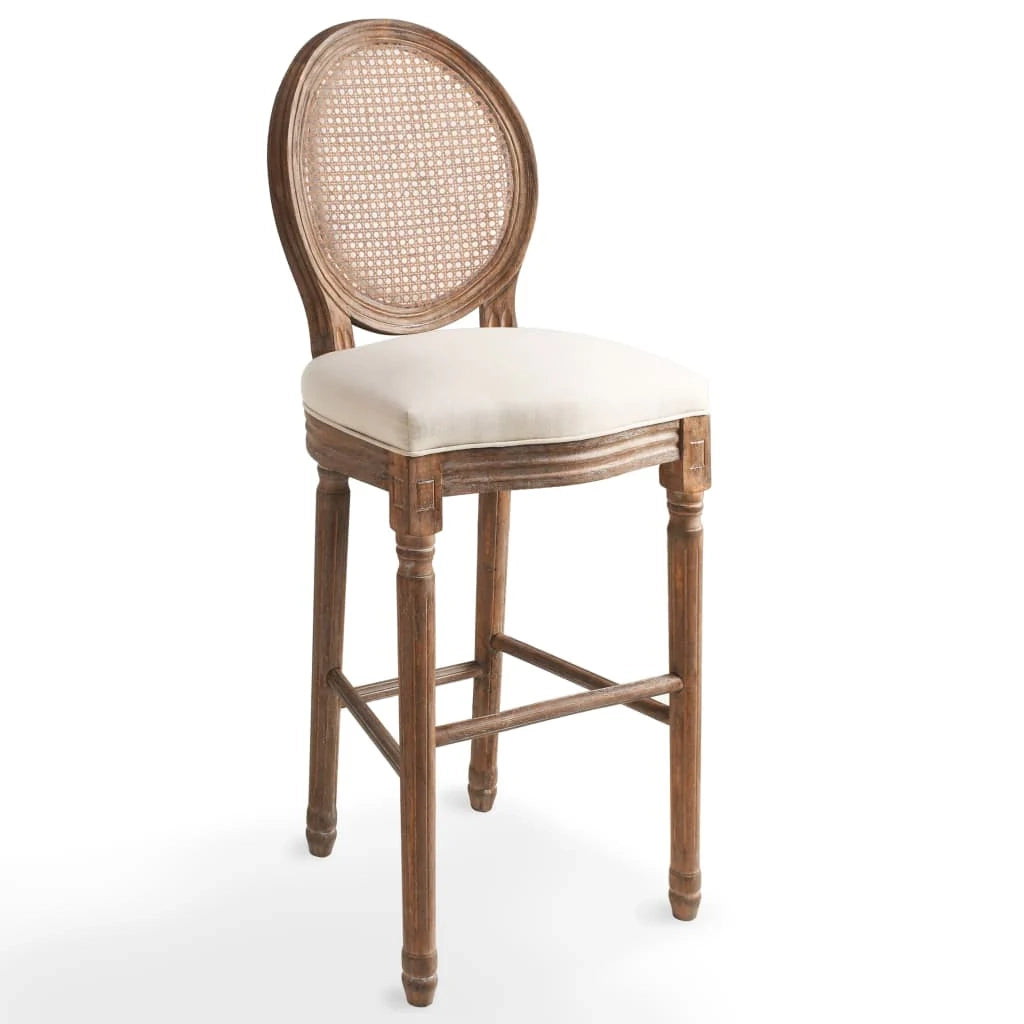 Set di due sgabelli da bar di design seduta a sedia rattan bianco crema 1202150