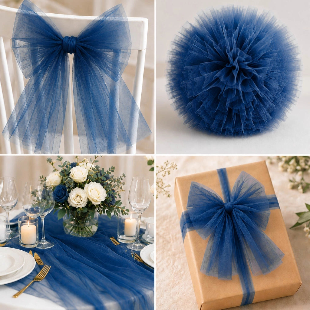 Rotolo Tulle Limoges 30 Metri x 1,5 Metri per Decorazioni Matrimonio, Feste, Fiocchi, Allestimenti e Bomboniere Blu