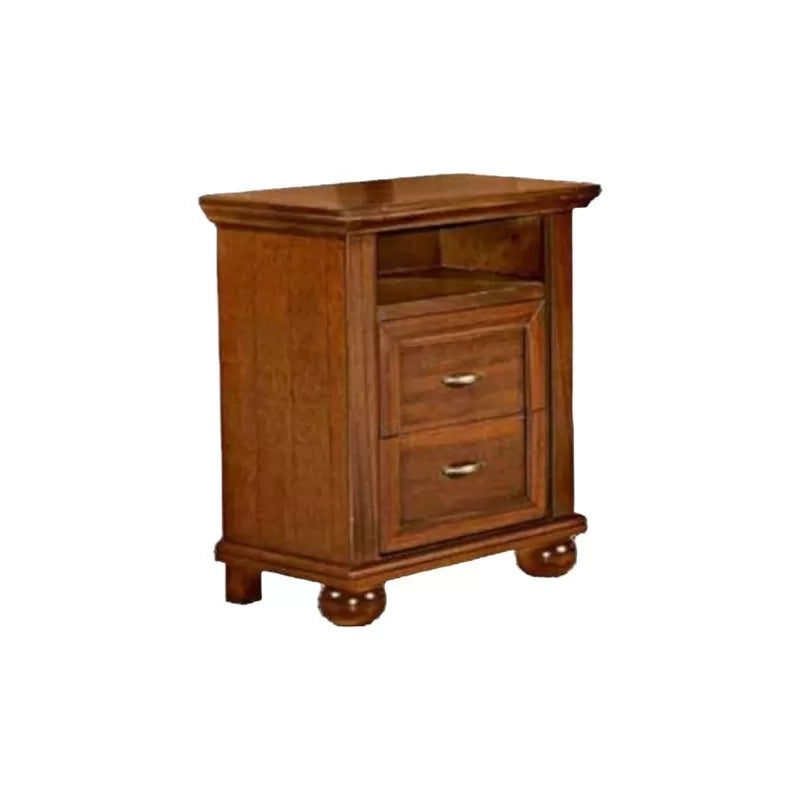 Comodino classico 2 cassetti in legno tinta noce 57x35x60 - Mobili 2G