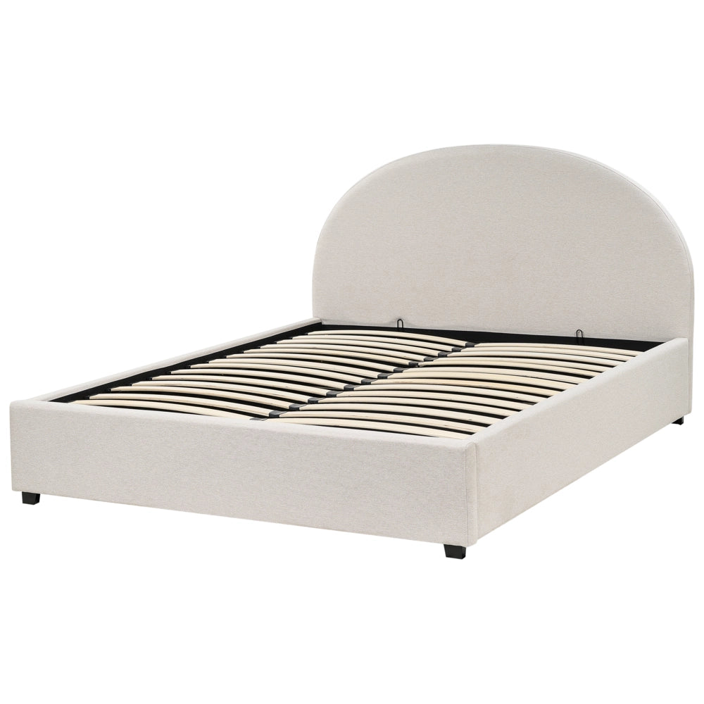 Letto matrimoniale contenitore minimalista beige chiaro 160 x 200 cm stile retrò minimalista