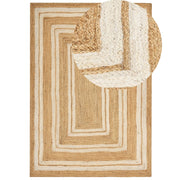 Tappeto di iuta naturale intrecciata con motivo geometrico Beige 160 x 230 cm stile boho camera da letto soggiorno