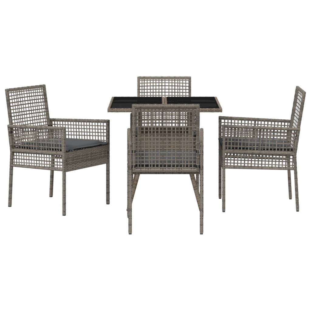 Set da pranzo da giardino da 5 pezzi Grigio in rattan poliolefinico