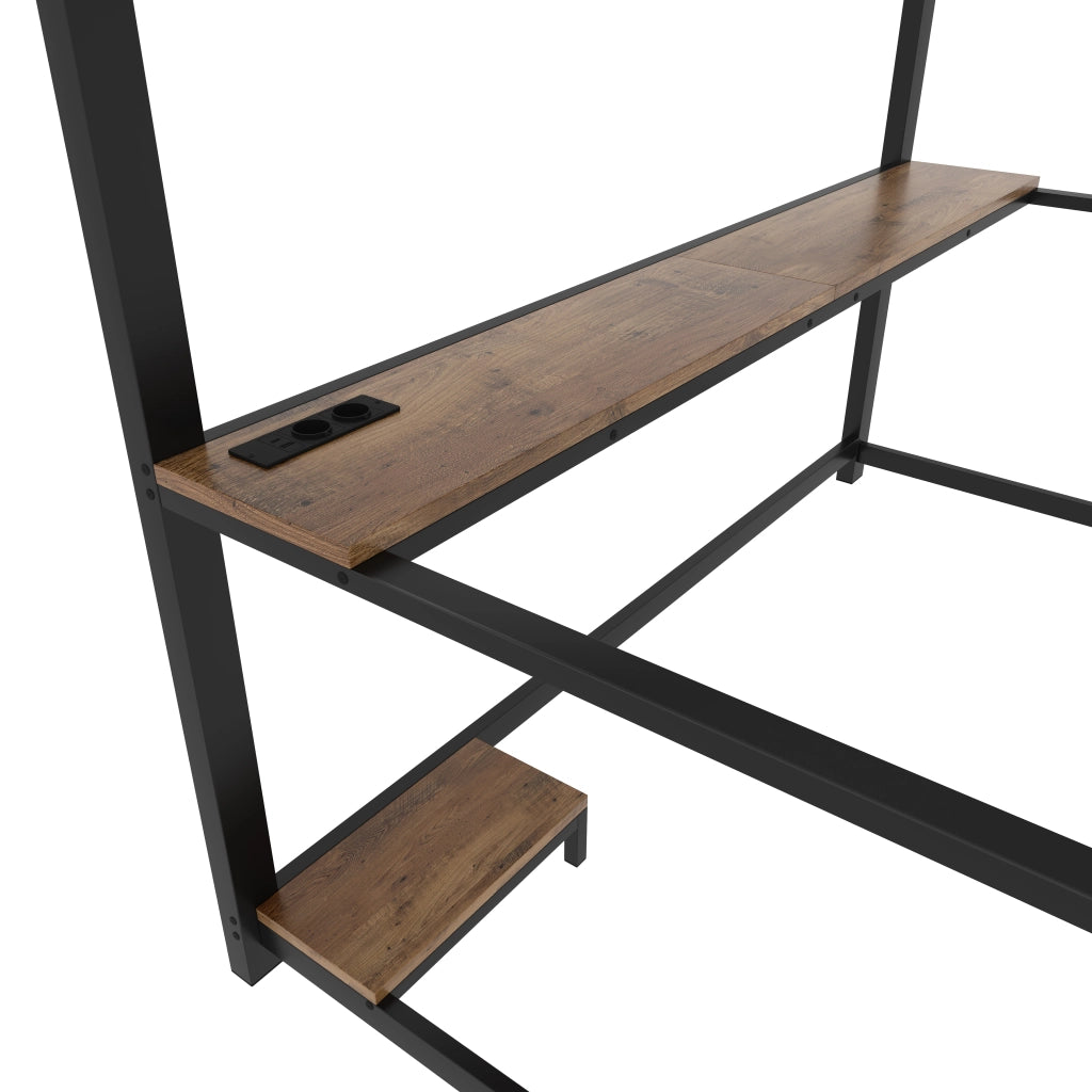 LETTO A CASTELLO 90x200 cm con scrivania, presa USB, metallo nero