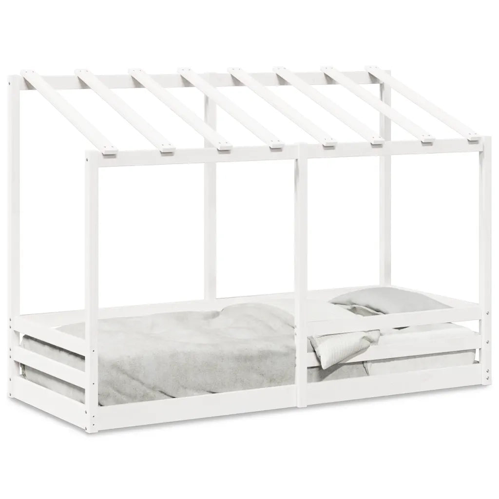 Letto per Bambini con Tetto Bianco 90x190cm Legno Massello Pino 847007