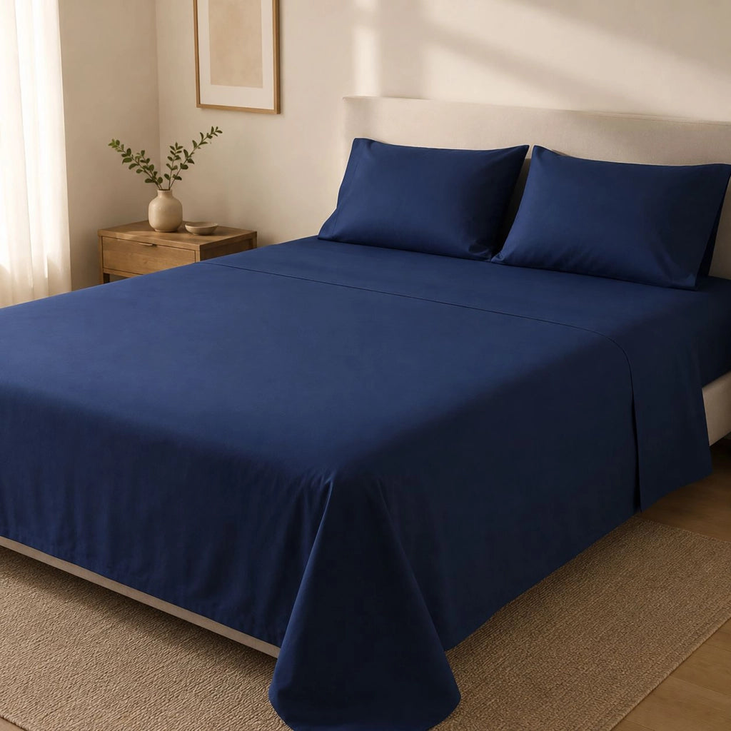 Sarisa, set Completo Letto Matrimoniale in Policotone, blu