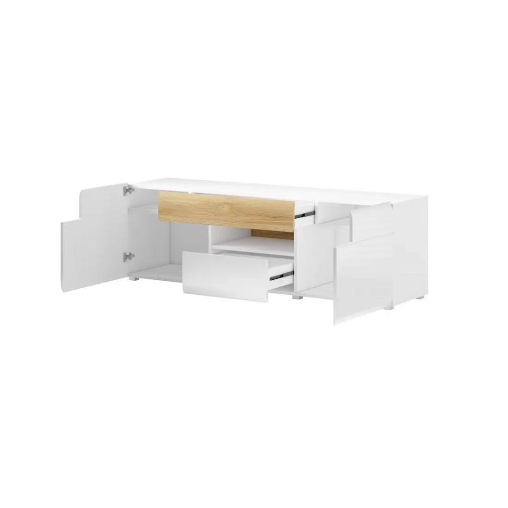 Mobile TV 160cm collezione OHIO. Colori bianco e rovere