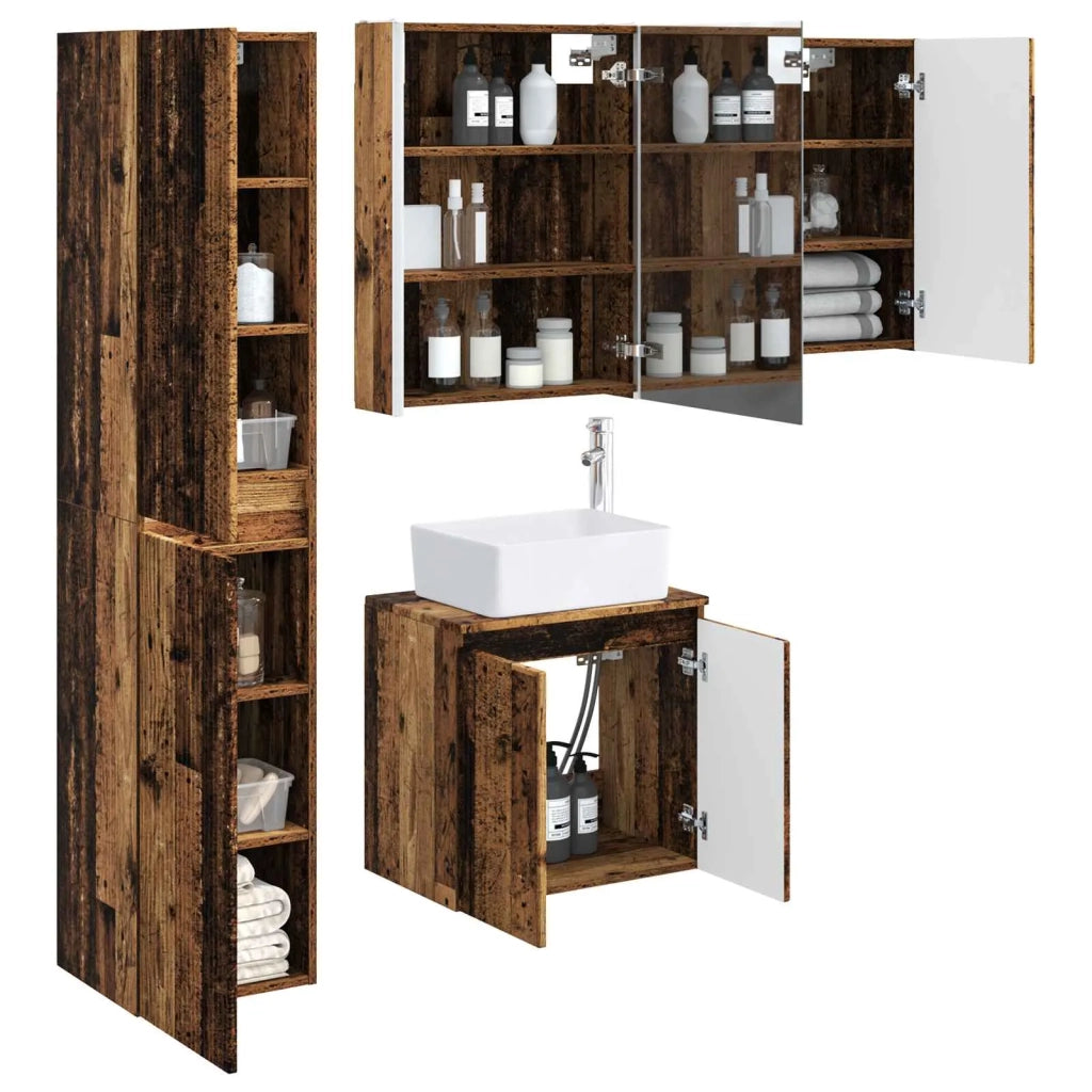 Set di Armadi da Bagno 5 pcs Legno antico 53 x 15,5 x 70 cm 3407333