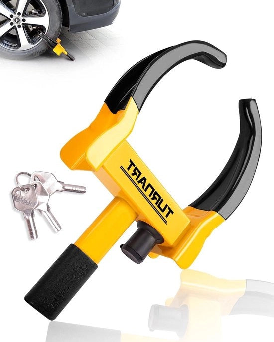 Blocco Ruota Pesante Auto Aanhanger Caravan Sicurezza - Antifurto - Nero/Giallo