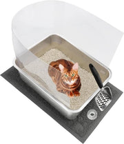 Ciotola per gatti in acciaio inossidabile grande - 45 x 35 x 15 cm - gabinetto per animali con rastrello - metallo - per gatti e conigli