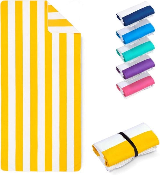 Asciugamano per mare in microvezzi XXL - 200x90cm - 100% tessuto in microvezzi riciclato - asciuga velocemente - giallo limone