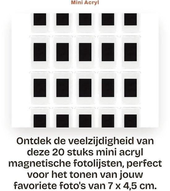 Fotolijste Mini Magnetiche - 20 Stuks - Acryl - Per Foto 7x4,5 cm - Protezione Antischegge - Visualizzazione Continua - Fotoliste Magnetiche