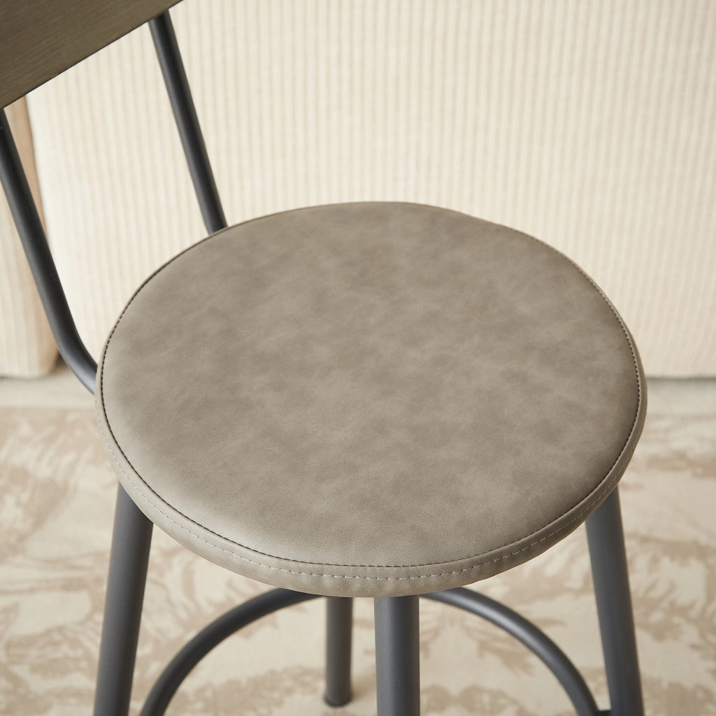 Set tavolo bar lungo con 3 sgabelli imbottiti con schienale, grigio e nero