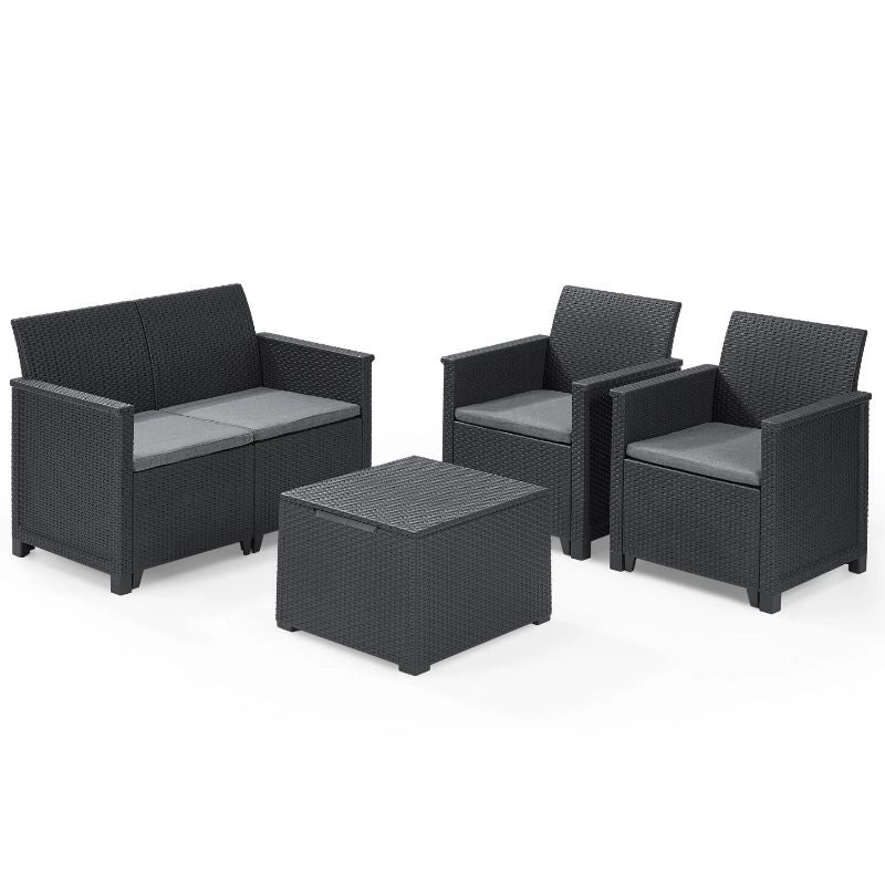 Set da Giardino Keter Emma 1 Divano 2 Posti Poltrone 1 Tavolino