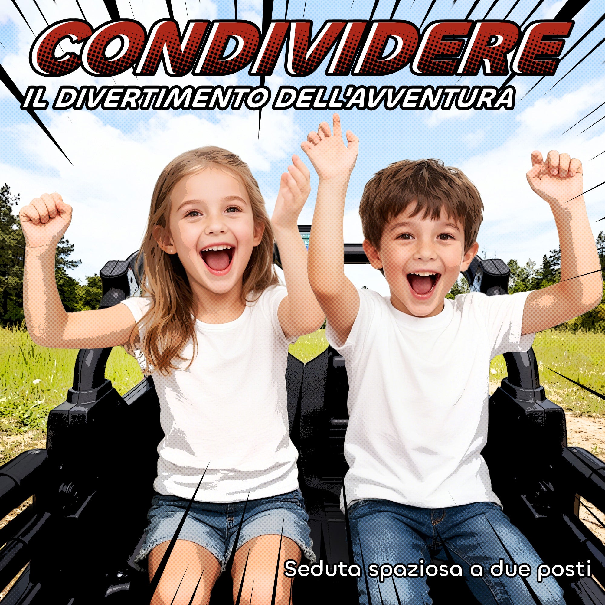 Macchina Elettrica per Bambini 3-8 Anni 24V Fuoristrada a 2 Posti Doppio Motore Telecomando e Soft Start Arancione