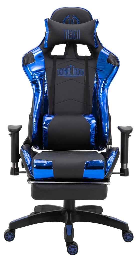 Sedia gaming ufficio Turbo Nero/blu,Finta pelle (metallizzata)