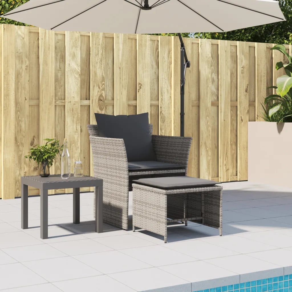 Poltrona da Giardino con Poggiapiedi Grigia in Polyrattan CFW2584096