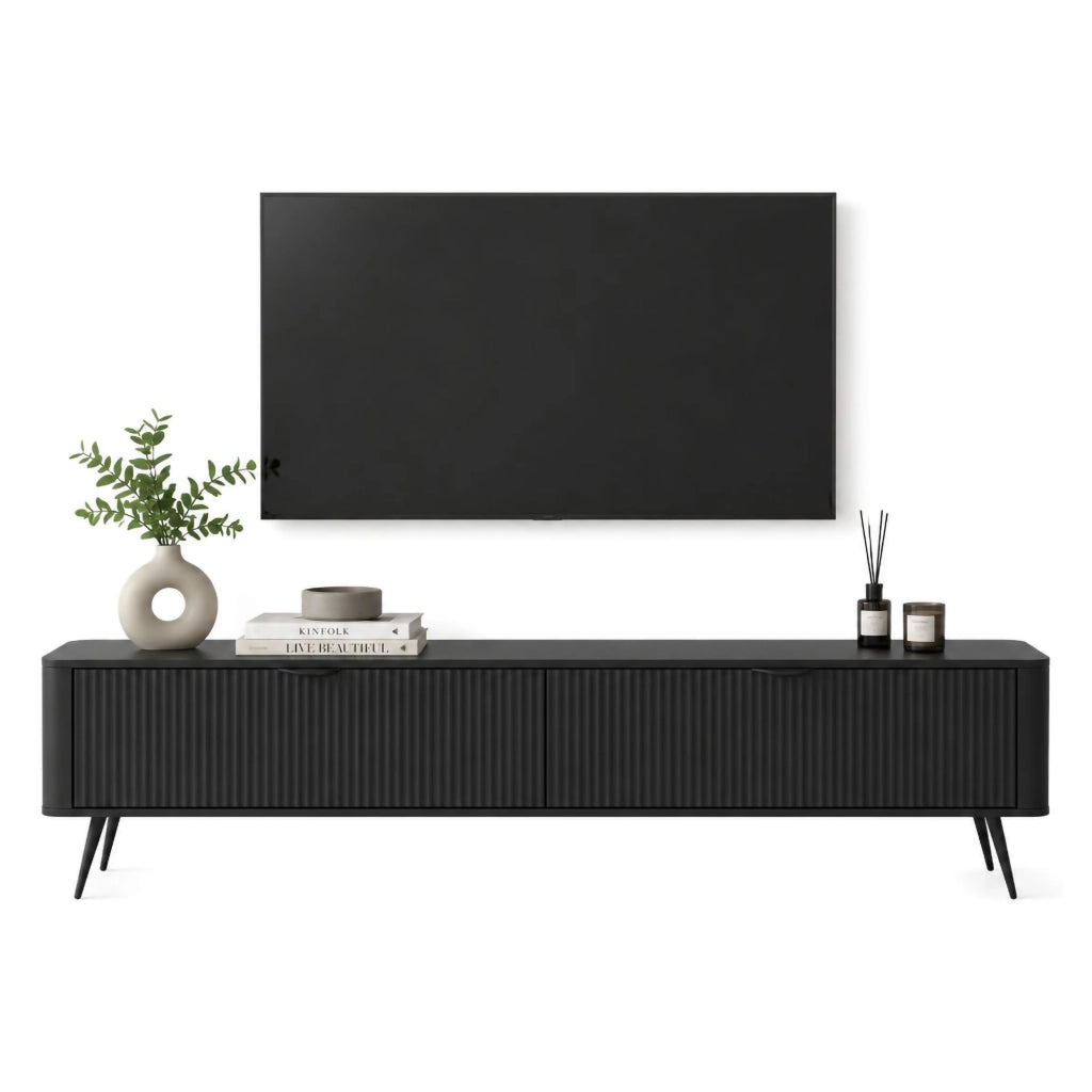 Kala, Mobile Porta tv 2 Ripiani, 200x38x51h cm Nero
