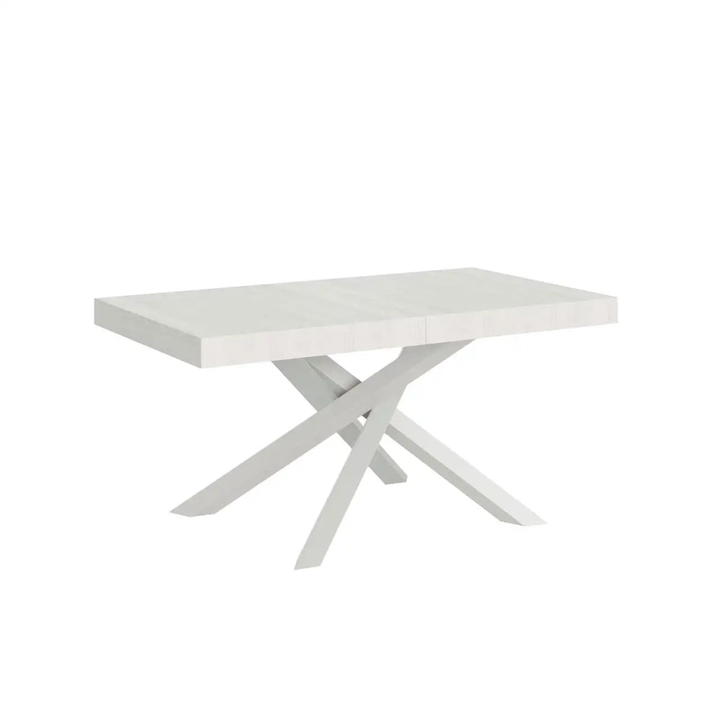 Tavolo allungabile 180/440x90 cm Volantis Premium colore bianco frassino gambe bianche