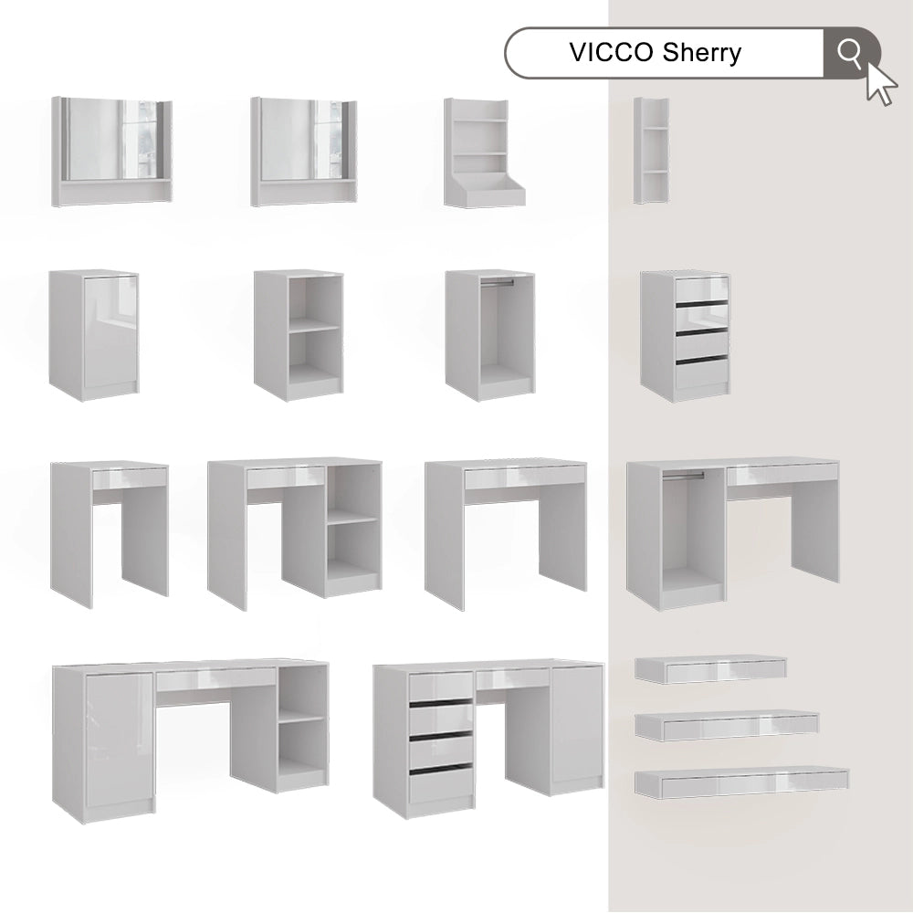 Vicco Tavolo da toeletta Bianco 100 cm 3 parti