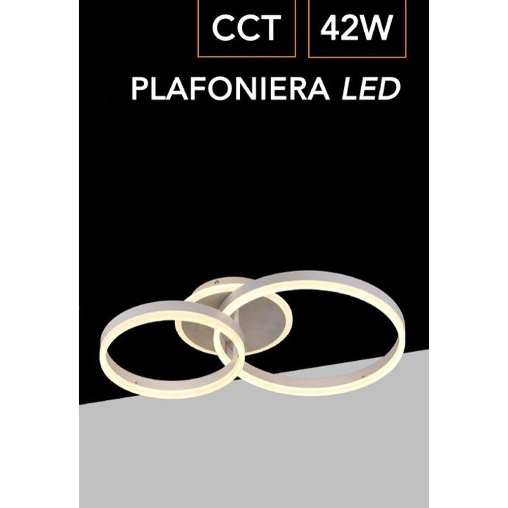 Trade Shop - Plafoniera Lampadario Led Smd A Soffitto Design Ad Anelli 42 Watt 3in1 Cct C35-3c -