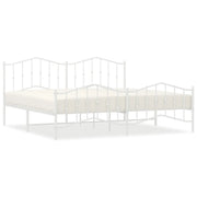 Letto matrimoniale | Letto per adulti | Giroletto con Testiera e Pediera Metallo Bianco 193x203 cm