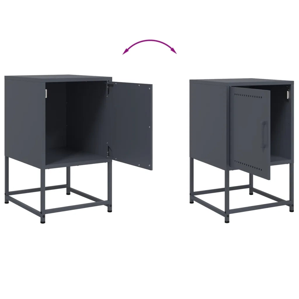 Set di 2 Comodini | Armadio da Notte | Mobiletto da notte Antracite 36x39x60,5 cm in Acciaio