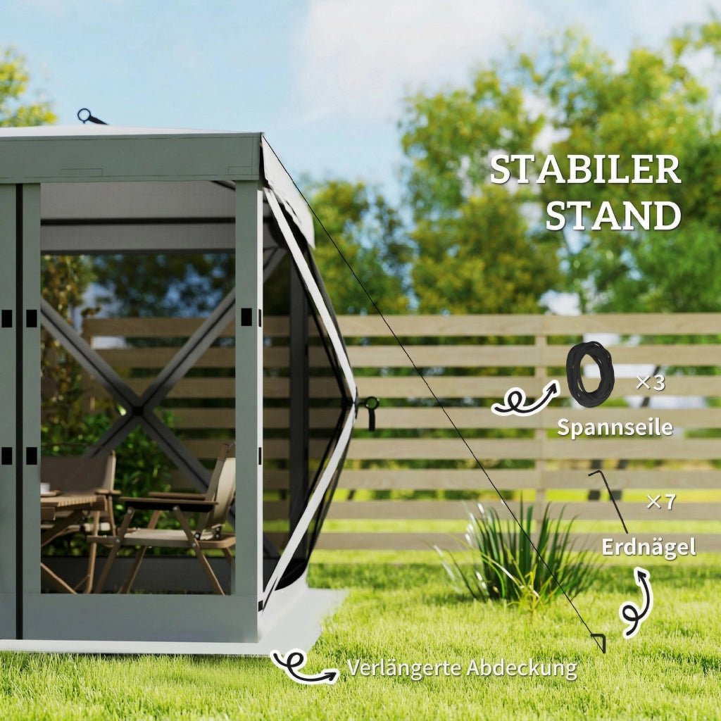 Gazebo Faltpavillon ¨C Zephmum ¨C 185x185 cm Grigio con 4 Pannelli Mesh