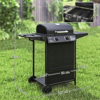 Barbecue a Gas con 3 Bruciatori Indipendenti e Coperchio con Termometro, 108x54x97 cm, Nero