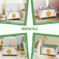 Baule Portagiochi con Coperchio per Bambini per Giocattoli e Vestiti, 60x37x39 cm, Verde