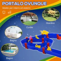 Playset Acquatico 78 Pezzi con Acqua e Sabbia per Bambini 3-6 Anni, 123x111x7cm, Blu e Rosso