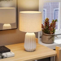 Lampada da tavolo, con paralume in lino, 22 x 22 x 39 cm, Bianco