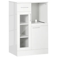 Credenza Moderna con Armadietti e Cassetto in Legno e Vetro, 60x40x95cm, Bianco