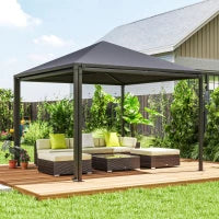 Gazebo da Giardino Estensibile con Ruote e Copertura in Poliestere UPF30+,  3x3 m/3x5.6 m, Grigio