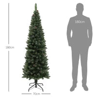 Albero di Natale Innevato Alto 180 cm con 618 Rami, Pigne e Base in Acciaio