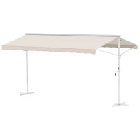 Store Doppio Pendio Manuale retrattile Inclinazione regolabile Acciaio epossidico Bianco Poliestere impermeabilizzato Anti-UV Beige dim. 4,50L x 3,40l x 2,55H m